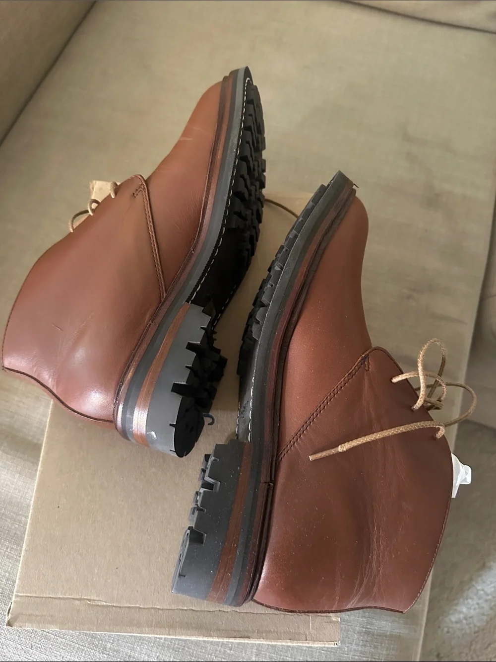 J. Crew Factory Men's Leather Boots in Chestnut Brown